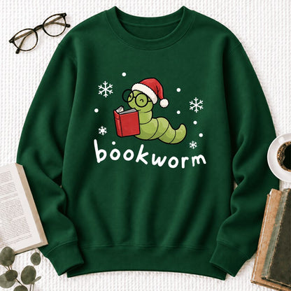 Christmas Bookworm Softstyle Sweatshirt | Christmas Book Lover Gift Forest Green
