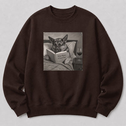 What Makes A Good Boy Crewneck Sweatshirt | Dog Lover Reader Gift Dark Chocolate