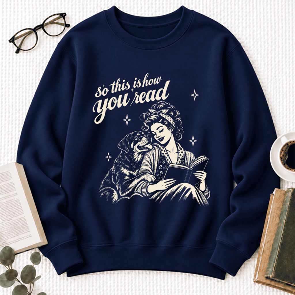 How You Read Rottweiler Softstyle Sweatshirt | Cozy Dog Mom Reader Gift Navy