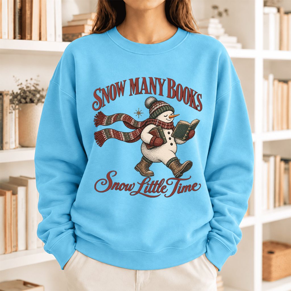 Snow Many Books Snow Little Time Softstyle Sweatshirt | Christmas Reader Gift Sky