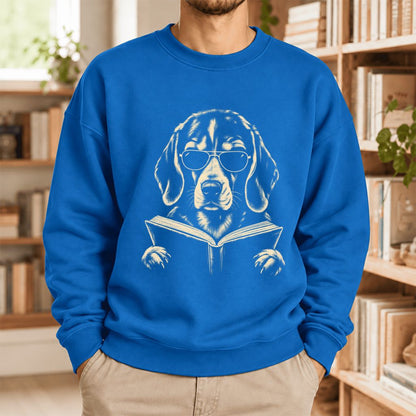 Beagle Reading Book Softstyle Sweatshirt | Dog Mom Reader Gift Royal