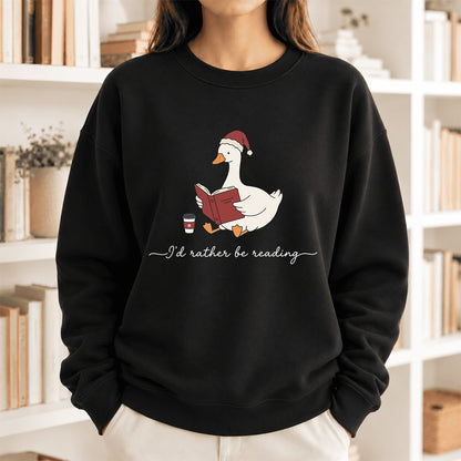 I'D Rather Be Reading Softstyle Sweatshirt | Christmas Book Lover Gift Black