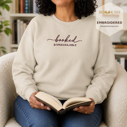 Booked & Unavailable Embroidered Sweatshirt | Reader Gift Sand