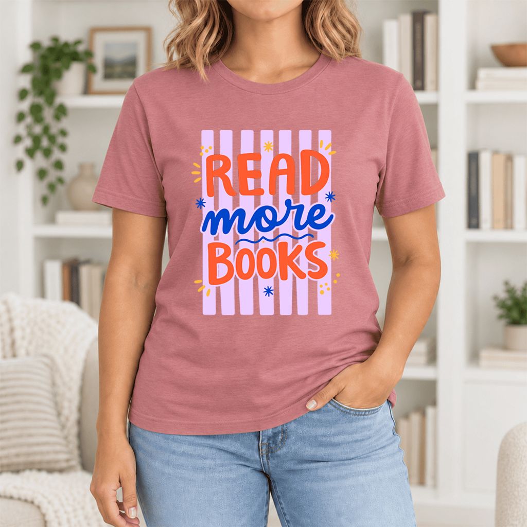 Read More Books Ultra-Soft Cotton T-Shirt | Reader Gift Mauve