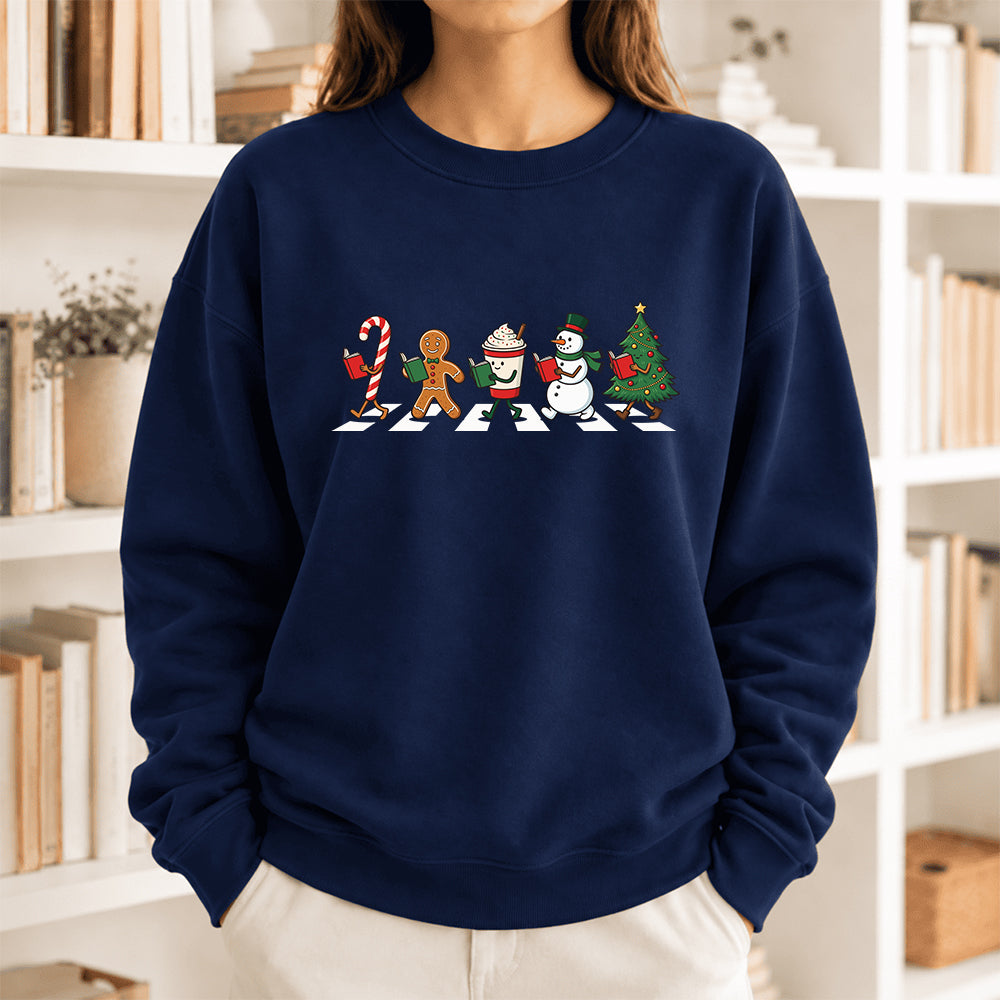 Christmas Reading Parade Softstyle Sweatshirt | Christmas Gift For Readers Navy