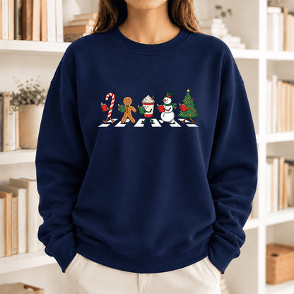 Christmas Reading Parade Softstyle Sweatshirt | Christmas Gift For Readers Navy