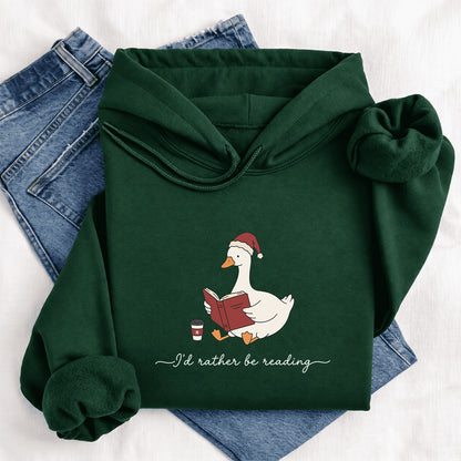 I'd Rather Be Reading Softstyle Hoodie | Christmas Book Lover Gift Forest Green