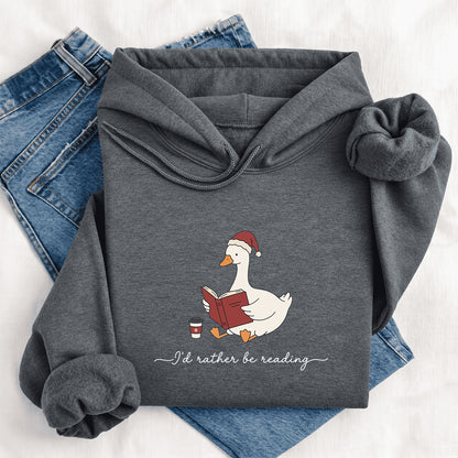 I'd Rather Be Reading Softstyle Hoodie | Christmas Book Lover Gift Dark Heather