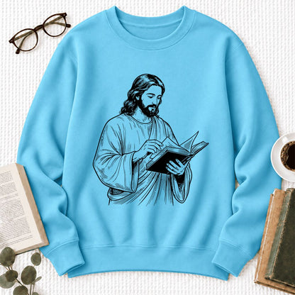 Reading Jesus Softstyle Sweatshirt | Inspiring Reader Gift Sky