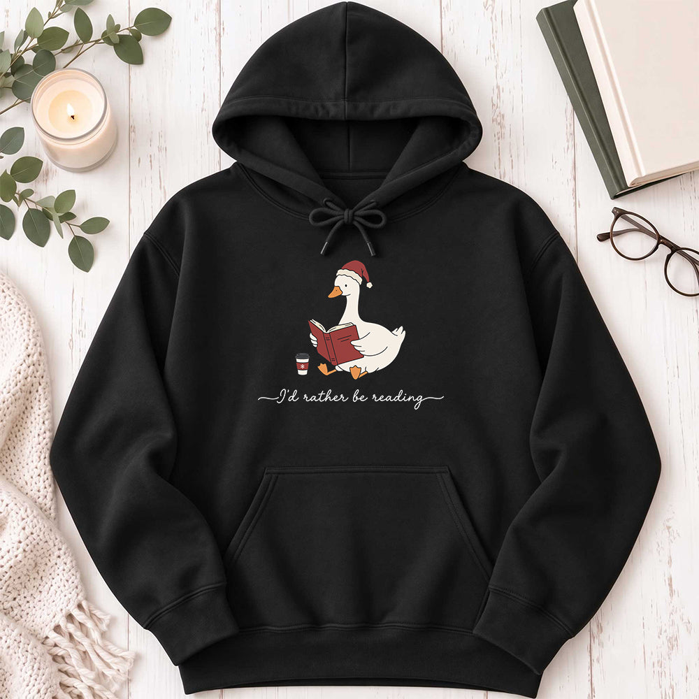 I'd Rather Be Reading Softstyle Hoodie | Christmas Book Lover Gift Black