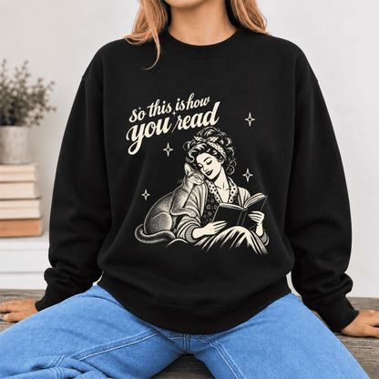How You Read Abyssinian Softstyle Sweatshirt | Cozy Cat Lover Reader Gift Black