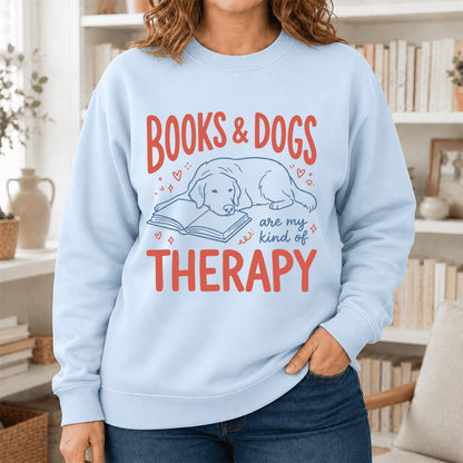 Give Me Books & Dogs Crewneck Sweatshirt | Dog Lover & Reader Gift Light Blue