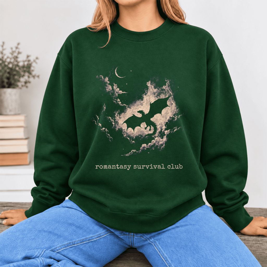 Romantasy Survival Club Softstyle Sweatshirt | Fantasy Reader Gift Forest Green