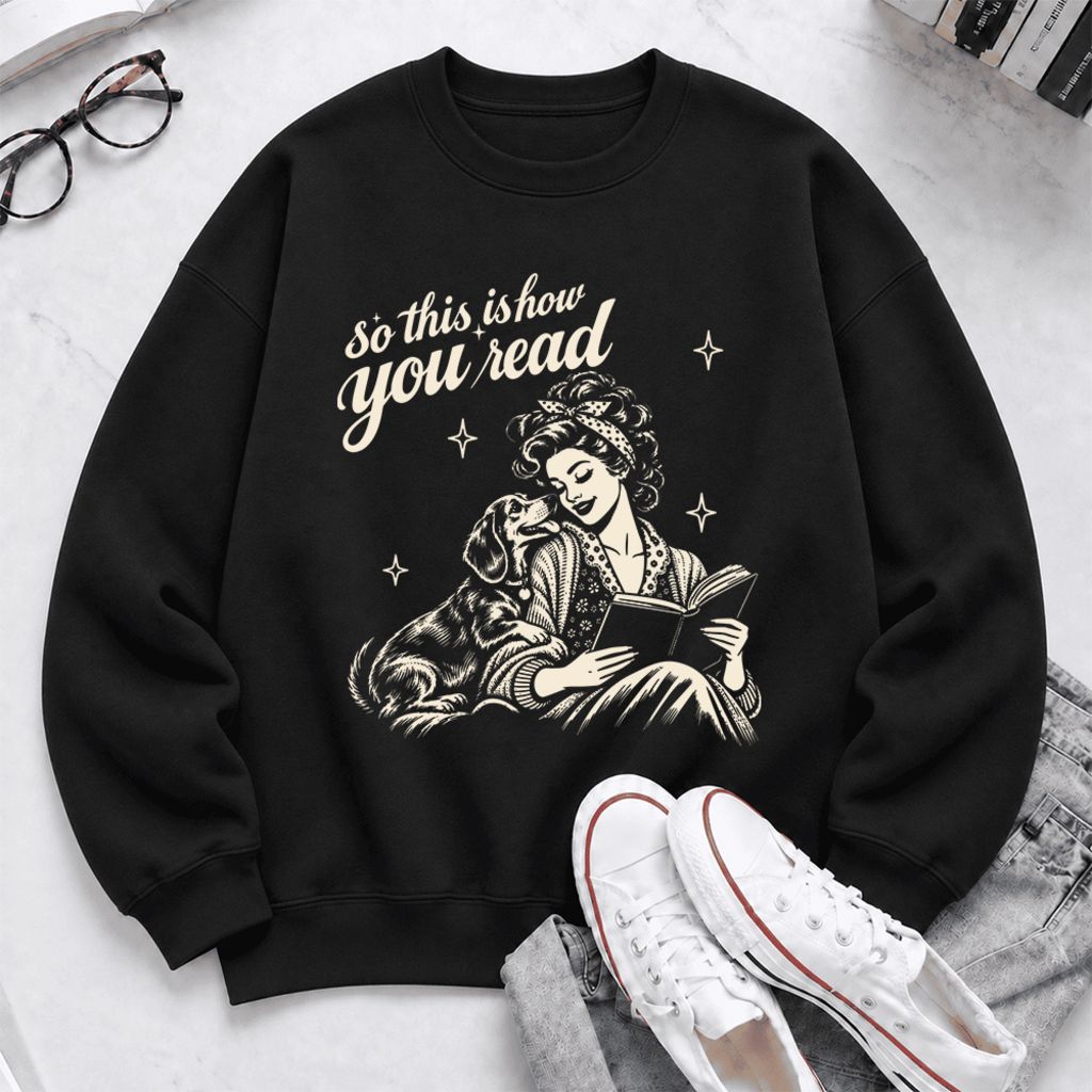 How You Read Dachshund Softstyle Sweatshirt | Cozy Dog Mom Reader Gift Black
