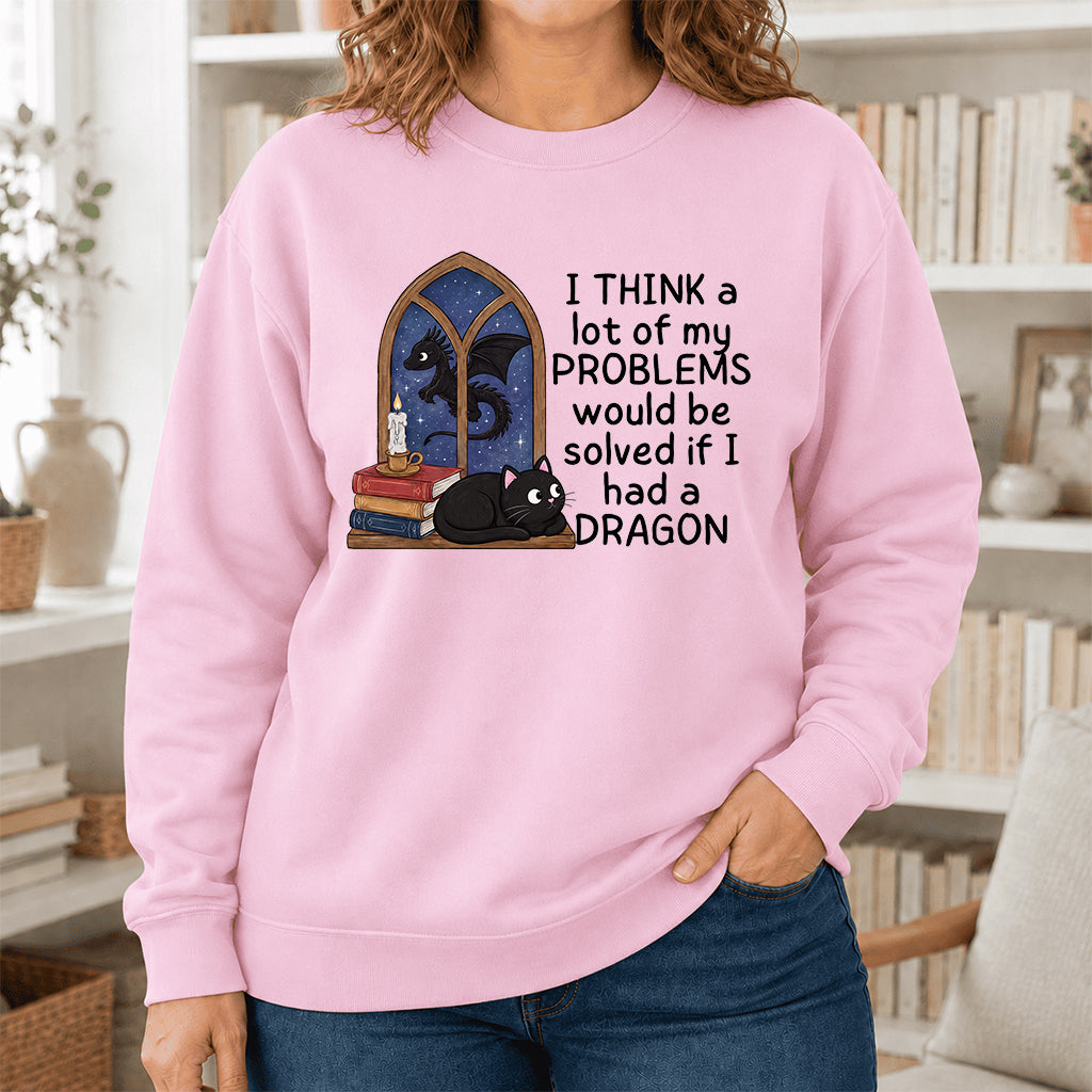If I Could Have A Dragon Crewneck Sweatshirt | Reader Gift Light Pink
