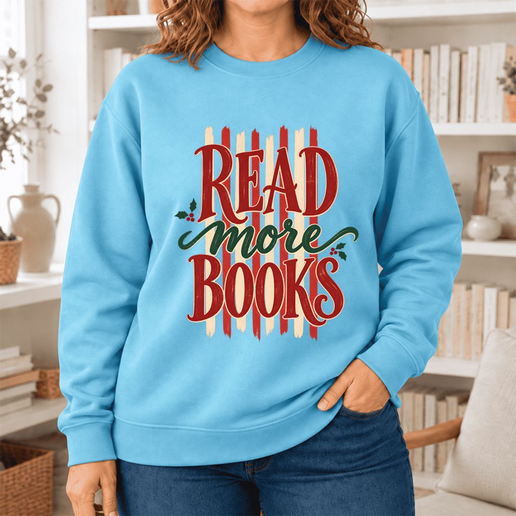 Read More Book Christmas Softstyle Sweatshirt | Christmas Book Lover Gift Sky