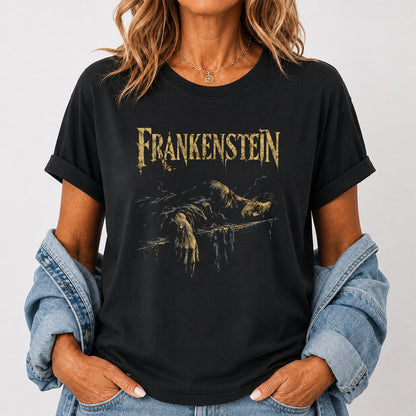 Frankenstein Printed T-Shirt | Halloween Book Lover Gift Black