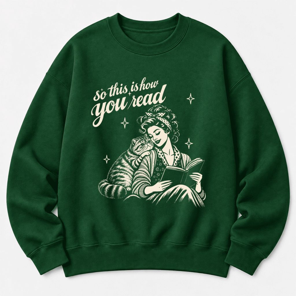 How You Read Exotic Shorthair Softstyle Sweatshirt | Cozy Cat Lover Reader Gift Forest Green