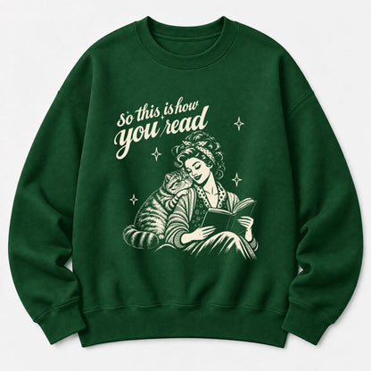 How You Read Exotic Shorthair Softstyle Sweatshirt | Cozy Cat Lover Reader Gift Forest Green