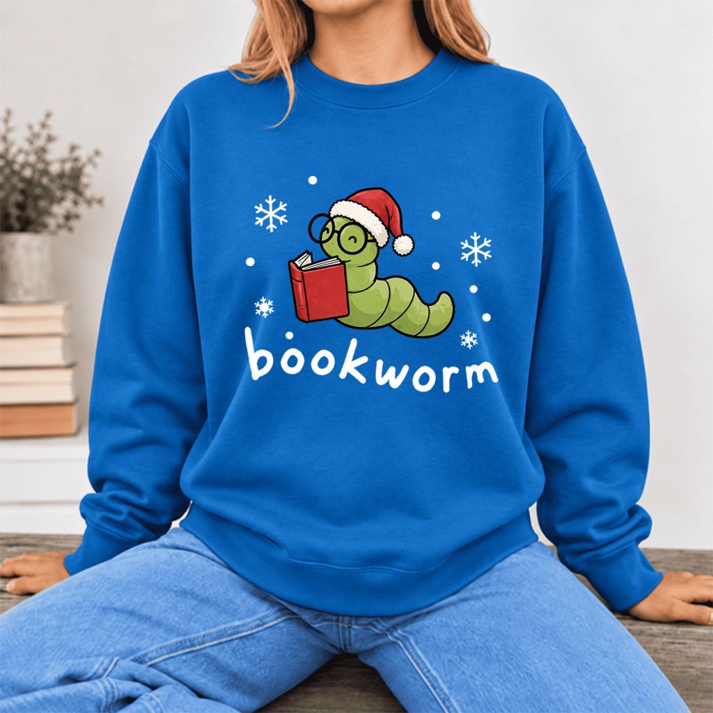 Christmas Bookworm Softstyle Sweatshirt | Christmas Book Lover Gift Royal