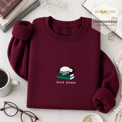 Diva Down Penguin Embroidered Sweatshirt | Reader Gift Maroon