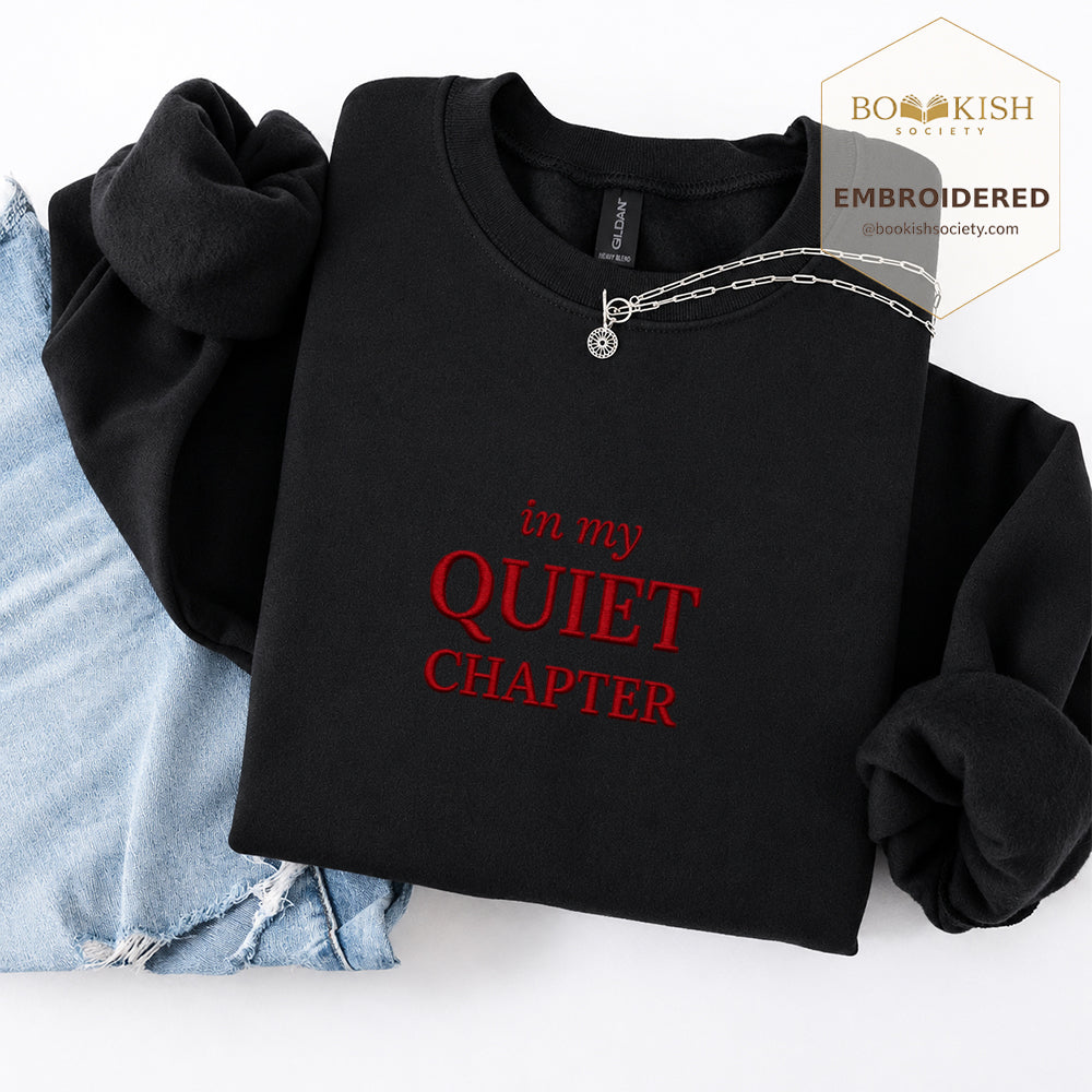 In My Quiet Chapter Embroidered Sweatshirt | Reader Gift Black