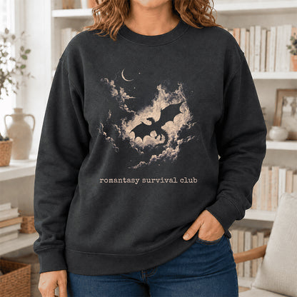 Dark Fantasy Dragon Clouds Crewneck Sweatshirt | Reader Gift Dark Heather