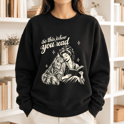 How You Read Maine Coon Softstyle Sweatshirt | Cozy Cat & Book Lover Gift Black