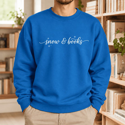 Snow & Books Softstyle Sweatshirt | Christmas Book Lover Gift Royal