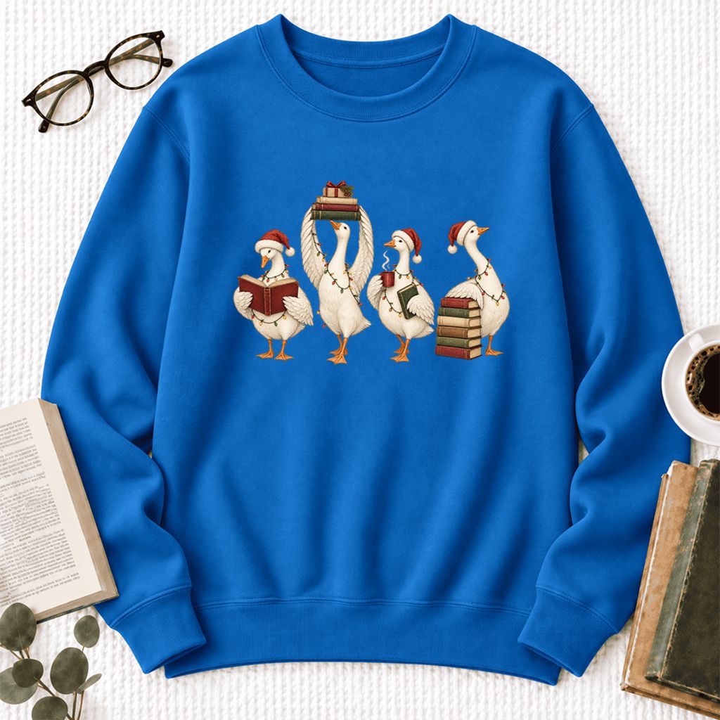 Christmas Reading Ducks Softstyle Sweatshirt | Christmas Book Lover Gift Royal