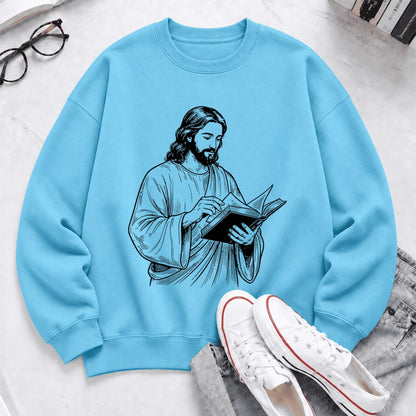Reading Jesus Softstyle Sweatshirt | Inspiring Reader Gift Sky
