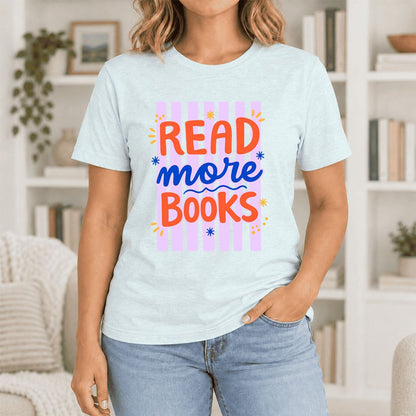 Read More Books Ultra-Soft Cotton T-Shirt | Reader Gift Heather Ice Blue