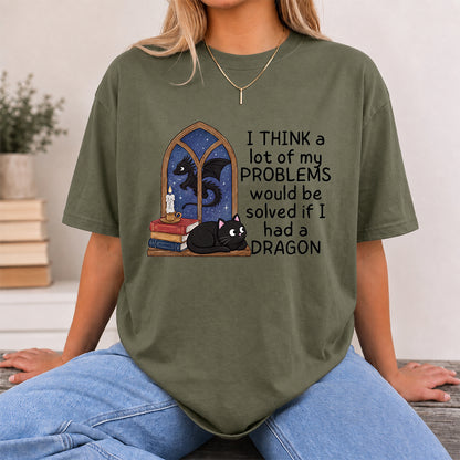 If I Could Have A Dragon Softstyle T-Shirt | Book Lover Gift Military Green