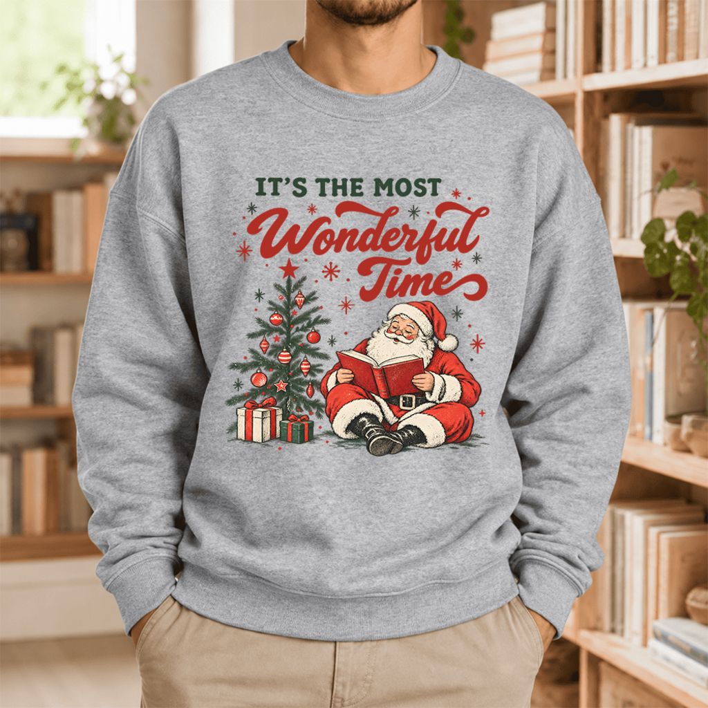It’S The Most Wonderful Time Softstyle Sweatshirt | Christmas Book Lover Gift Sport Grey