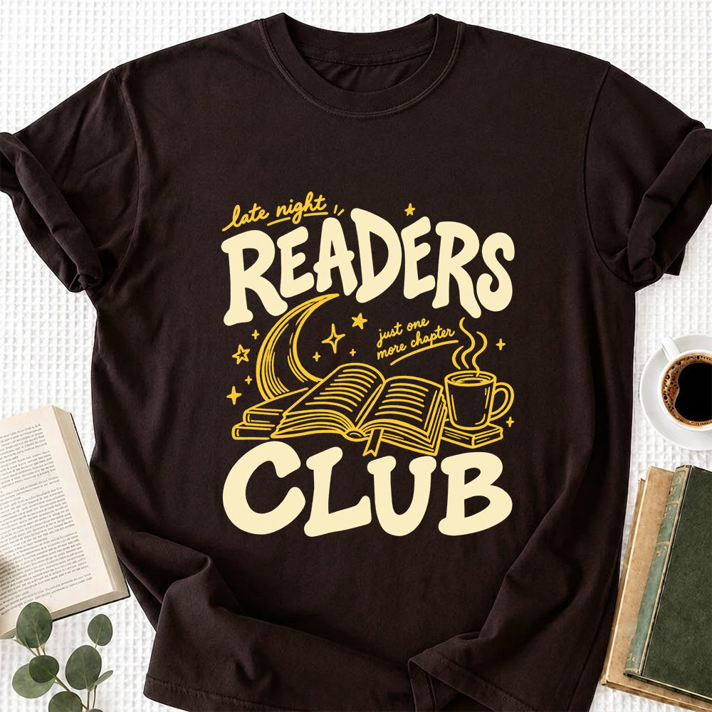 Late Night Readers Club Softstyle T-Shirt | Book Lover Gift Dark Chocolate