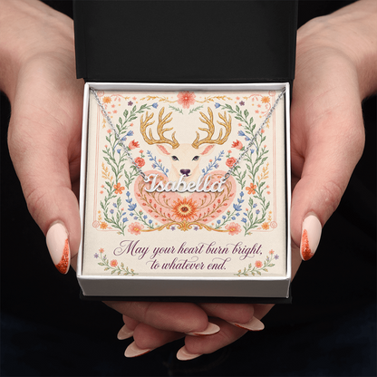 May Your Heart Burn Bright Decorative Card And Custom Name Polished Stainless Steel Necklace With Box Book Lover Gift Font 1
