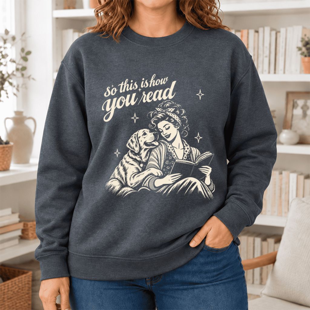 How You Read Labrador Retriever Softstyle Sweatshirt | Cozy Dog Mom Reader Gift Dark Heather