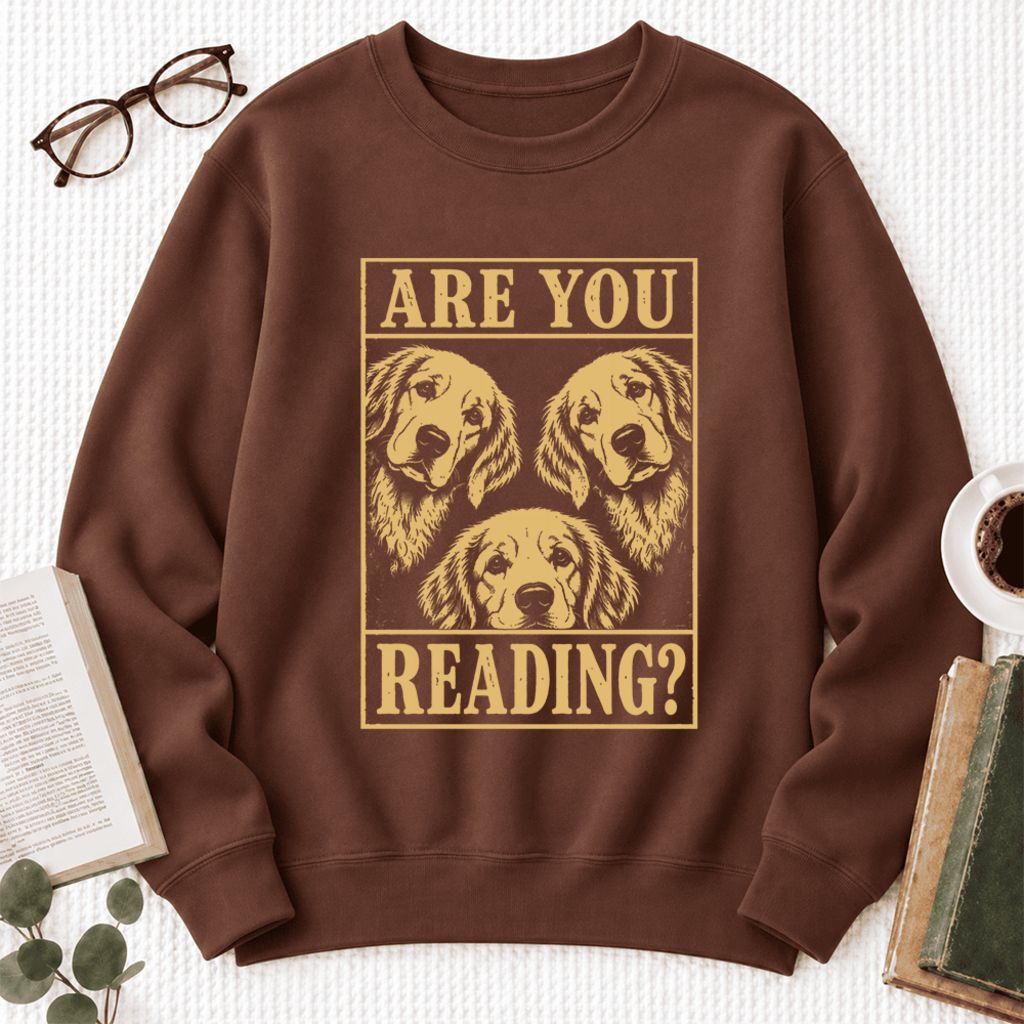 Are You Reading Golden Retriever Softstyle Sweatshirt | Dog Mom Reader Gift Cocoa