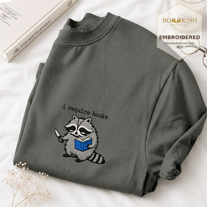 Embroidered I Require Books Comfort Color® T-shirt Book Lover Gift Pepper