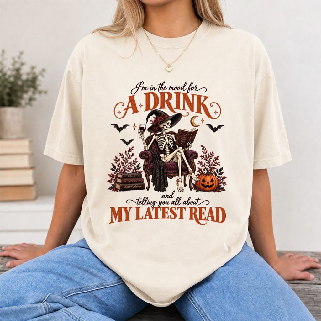 Telling You All About My Lastest Read Printed T-Shirt | Halloween Reader Gift Natural