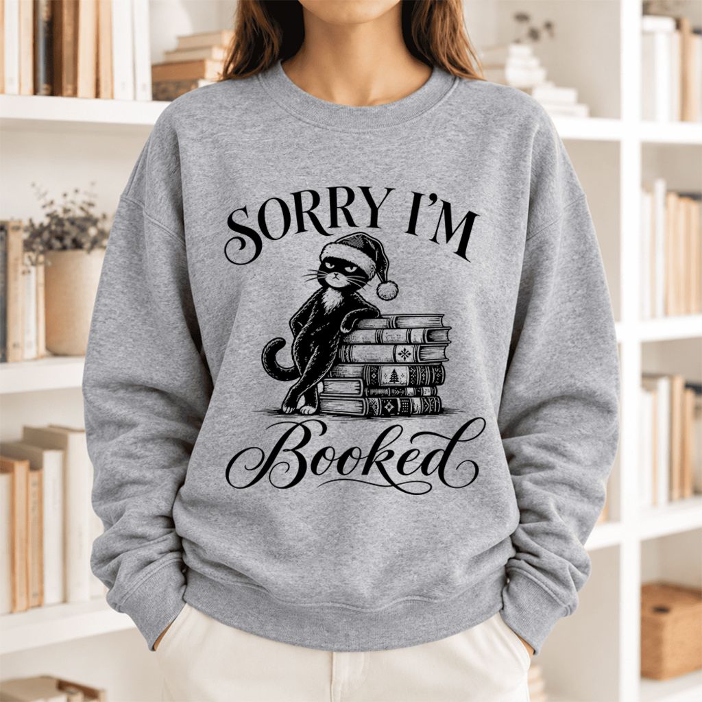 Sorry I'M Booked Softstyle Sweatshirt | Christmas Book Lover Gift Sport Grey