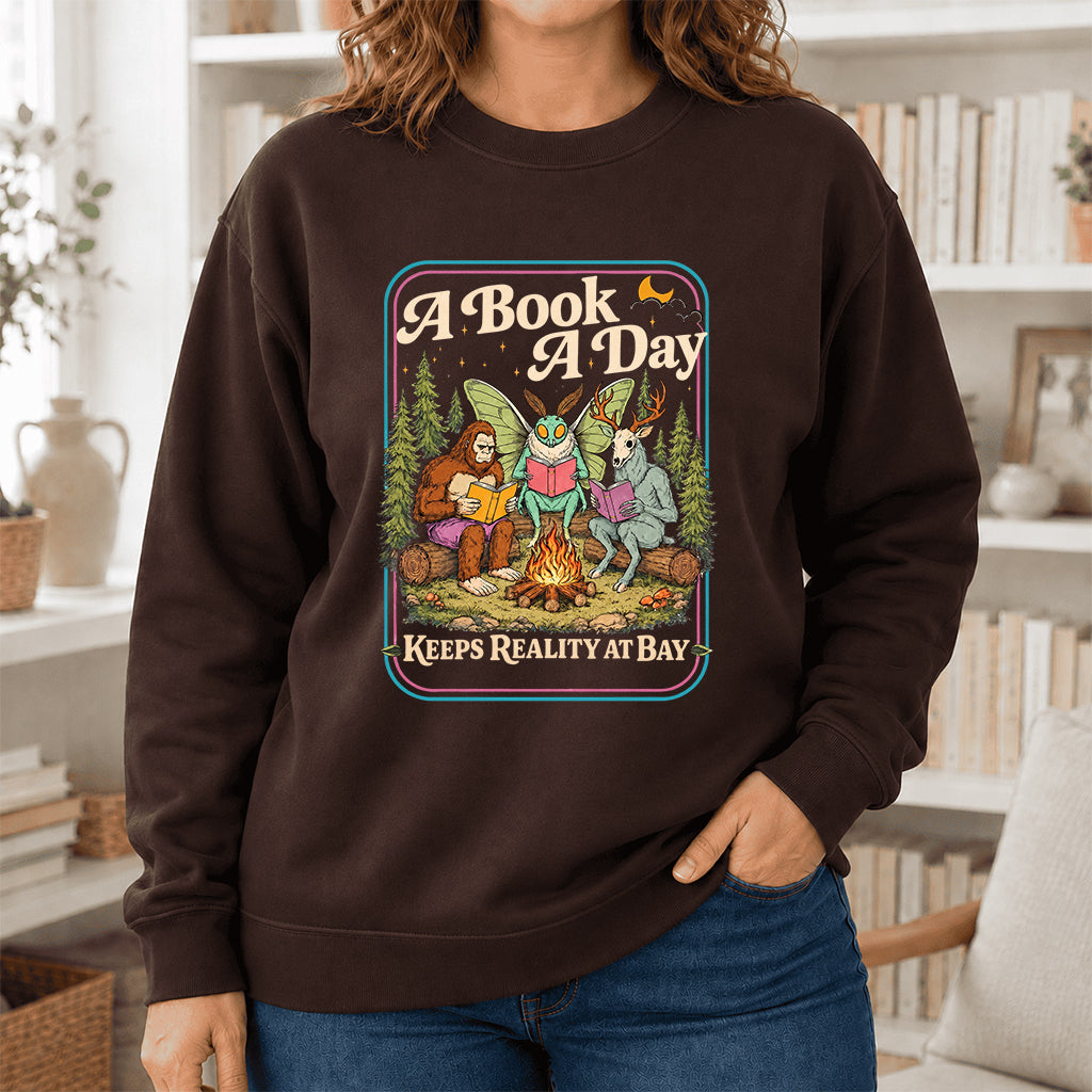 Cryptid Book Club Crewneck Sweatshirt | Reader Gift Dark Chocolate