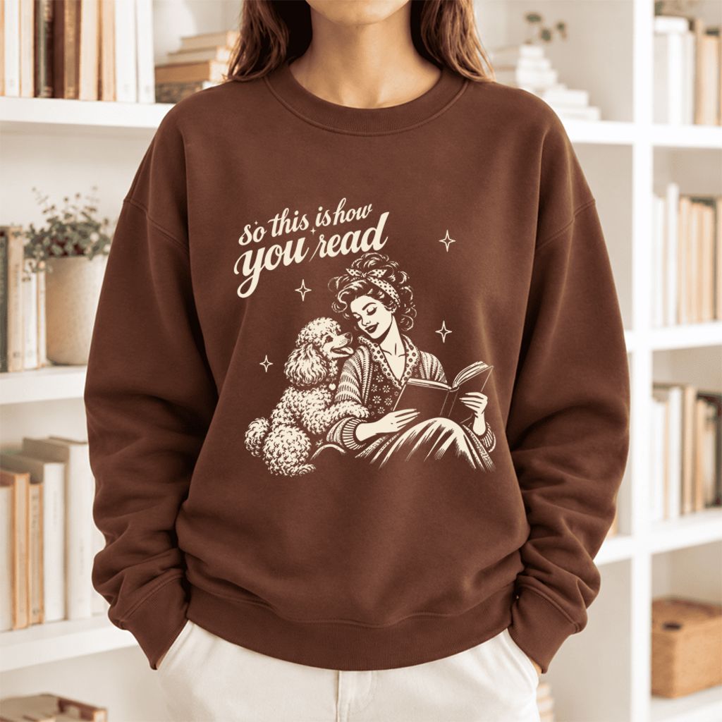 How You Read Poodle Softstyle Sweatshirt | Cozy Dog Mom Reader Gift Cocoa