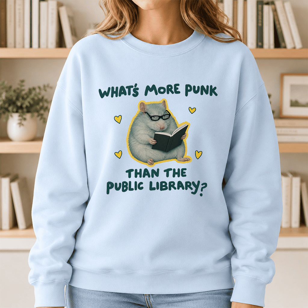 What's More Punk Crewneck Sweatshirt | Reader Gift Light Blue