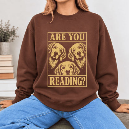 Are You Reading Golden Retriever Softstyle Sweatshirt | Dog Mom Reader Gift Cocoa