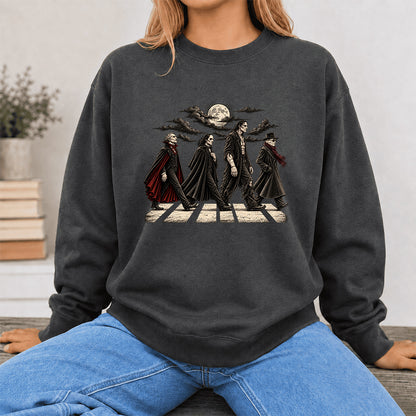 Monsters Road Printed Sweatshirt | Halloween Book Lover Gift Dark Heather
