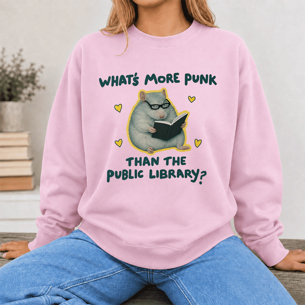 What's More Punk Crewneck Sweatshirt | Reader Gift Light Pink