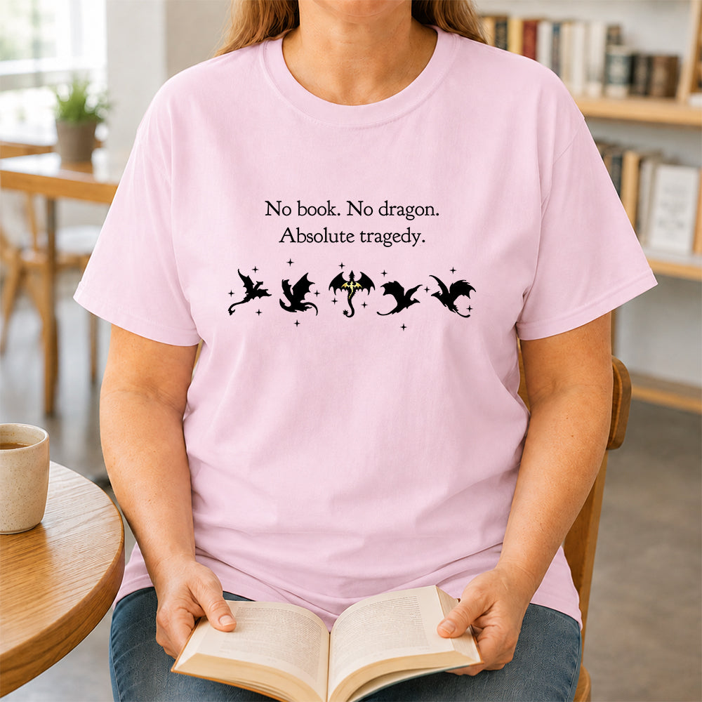 No Book No Dragon Softstyle T-Shirt | Book Lover Gift Light Pink