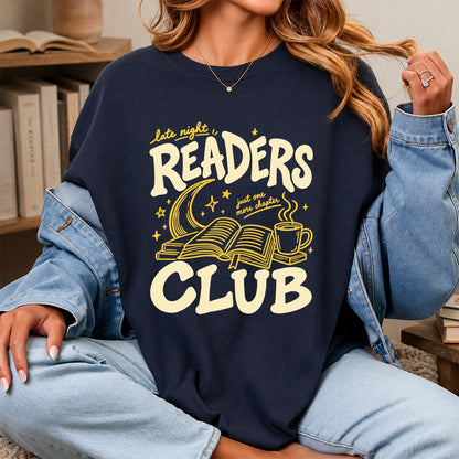 Late Night Readers Club Softstyle T-Shirt | Book Lover Gift Navy