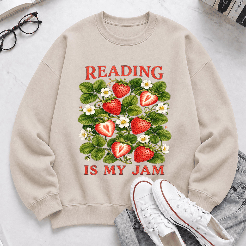 Reading Is My Jam Crewneck Sweatshirt | Reader Gift Sand